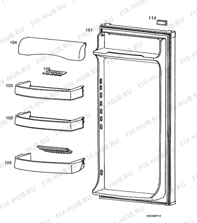 Взрыв-схема холодильника Curtiss 2503SP - Схема узла Door 003