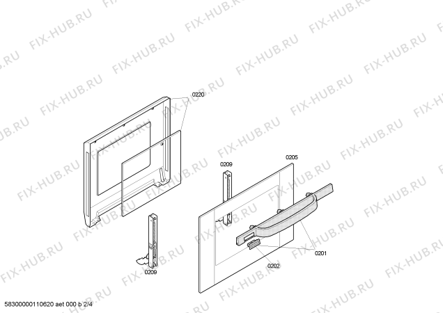 Схема №4 FRTA500 с изображением Передняя часть корпуса для духового шкафа Bosch 00445457