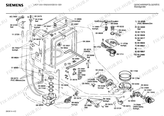 Взрыв-схема посудомоечной машины Siemens SN23300GB - Схема узла 02