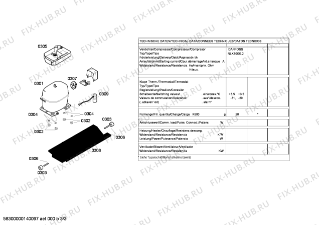 Взрыв-схема холодильника Siemens KG39VX47 - Схема узла 03