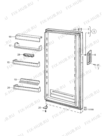 Взрыв-схема холодильника Zanussi ZFC340C - Схема узла Door 003