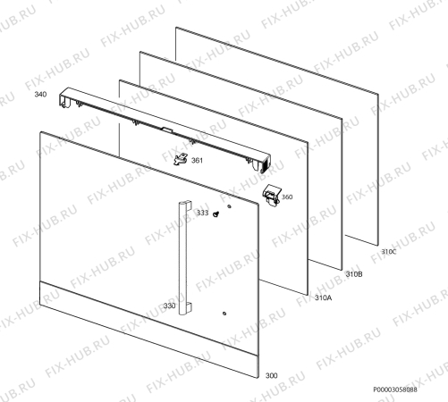 Взрыв-схема плиты (духовки) Electrolux EOV5700AAX - Схема узла Door