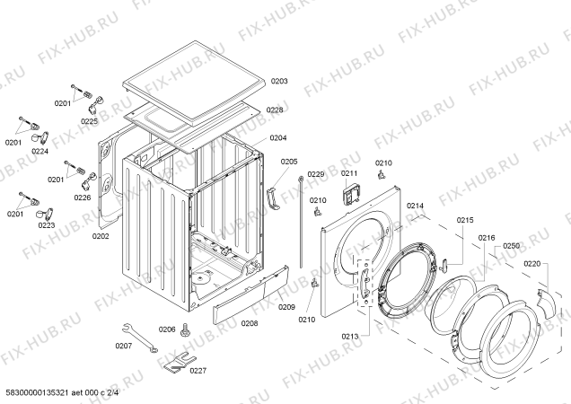 Взрыв-схема стиральной машины Bosch WAS28769GB - Схема узла 02