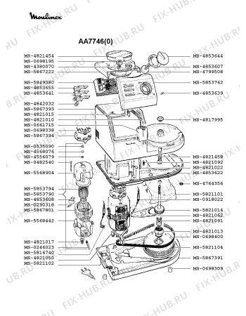 Взрыв-схема кухонного комбайна Moulinex AA7746(0) - Схема узла ZP000255.5P4