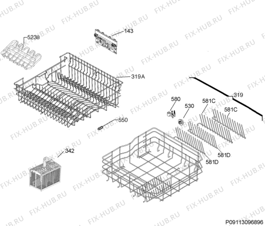 Взрыв-схема посудомоечной машины Atag VA5511BT/A00 - Схема узла Basket 160