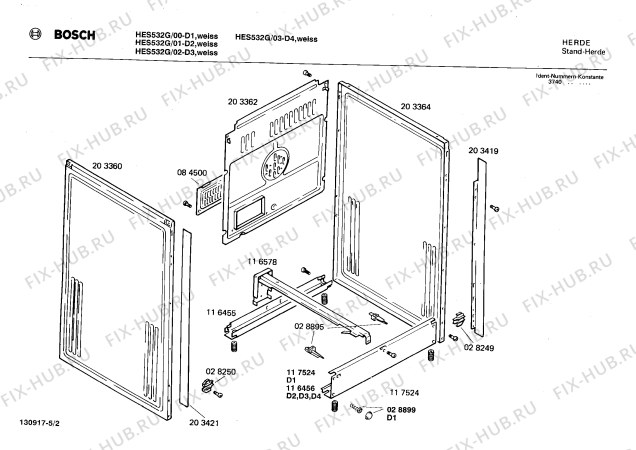Схема №5 0750031127 HES532G с изображением Инструкция по эксплуатации для духового шкафа Bosch 00513125
