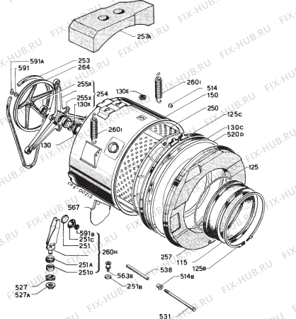 Взрыв-схема стиральной машины Zanussi S400X - Схема узла Functional parts 267