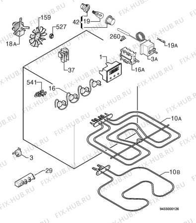 Взрыв-схема плиты (духовки) Electrolux EKK60331X - Схема узла Electrical equipment 268