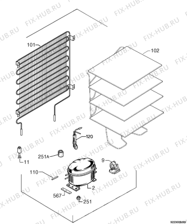 Взрыв-схема холодильника Juno Electrolux JUN44882 - Схема узла Cooling system 017