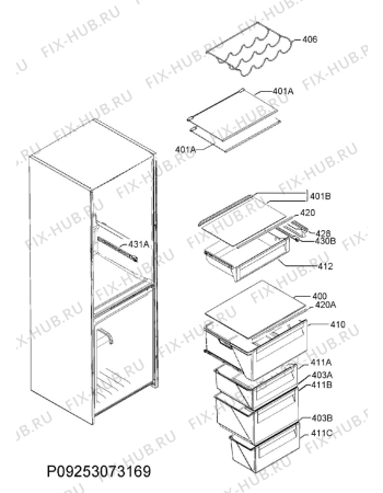 Взрыв-схема холодильника Husqvarna QRT4265W - Схема узла Internal parts