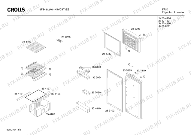 Взрыв-схема холодильника Crolls 6FS4312 - Схема узла 02