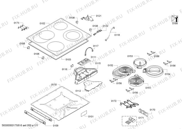 Схема №1 NKN645B17 с изображением Стеклокерамика для плиты (духовки) Bosch 00689890