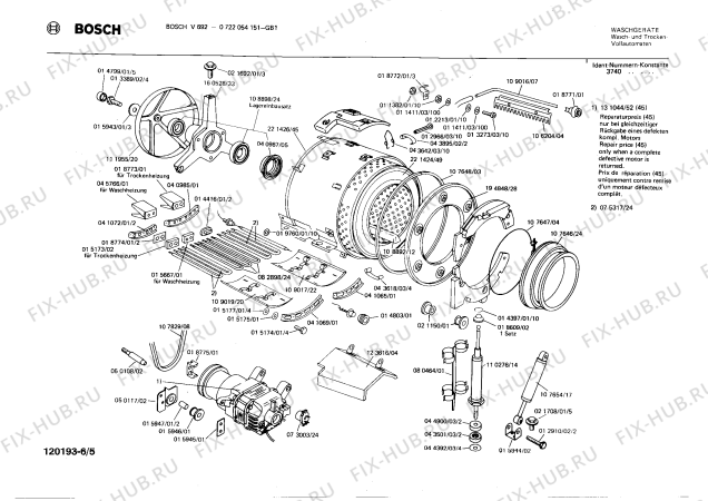 Взрыв-схема стиральной машины Bosch 0722054151 V692 - Схема узла 05