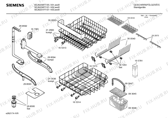Взрыв-схема посудомоечной машины Siemens SE26231FF Pianissimo - Схема узла 06
