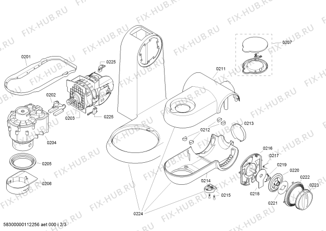 Взрыв-схема кухонного комбайна Bosch MUM8200 MUM8 professional - Схема узла 02