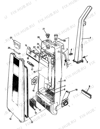 Взрыв-схема пылесоса Electrolux Z614 - Схема узла Handle