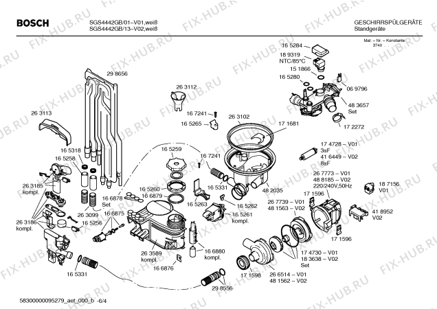 Схема №5 SGS4442GB с изображением Панель управления для электропосудомоечной машины Bosch 00366308
