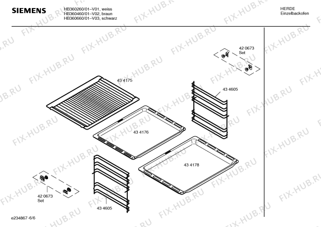 Взрыв-схема плиты (духовки) Siemens HB360260 - Схема узла 06