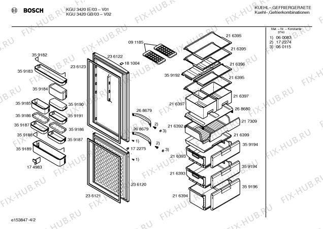 Схема №4 KGU3220GB с изображением Панель управления для холодильника Bosch 00217289