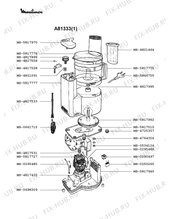 Взрыв-схема кухонного комбайна Moulinex A81333(1) - Схема узла UP000143.4P2