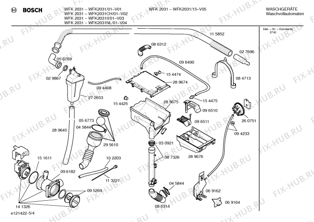Схема №5 WFK2031CH WFK2031 с изображением Инструкция по эксплуатации для стиралки Bosch 00521147