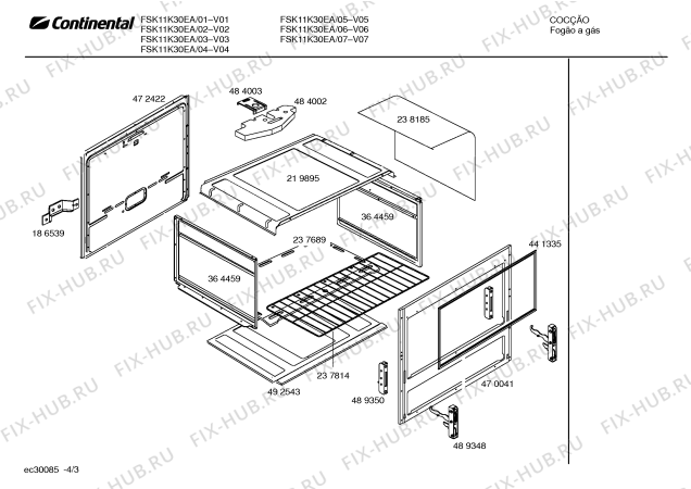 Взрыв-схема плиты (духовки) Continental FSK11K30EA AVANCE II BRANCO (LC-10) - Схема узла 03