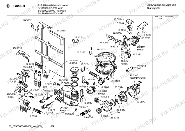 Взрыв-схема посудомоечной машины Bosch SGS6902EU - Схема узла 04