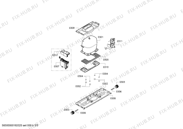 Схема №3 3KSP6865 с изображением Модуль управления, незапрограммированный для холодильной камеры Bosch 00754757