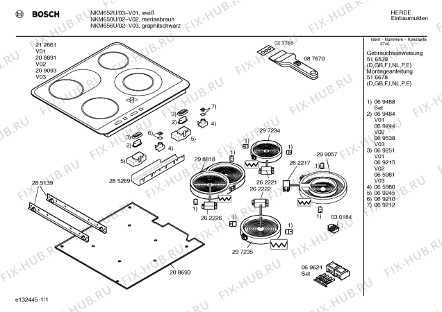 Схема №1 NKM652U с изображением Стеклокерамика для духового шкафа Bosch 00212661