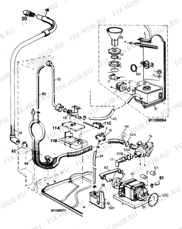 Взрыв-схема посудомоечной машины Tricity Bendix DH040 - Схема узла W20 Pump, Water softener