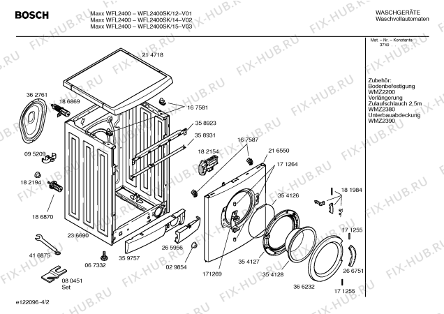 Схема №4 WFL2400SK WFL2400 с изображением Инструкция по установке и эксплуатации для стиралки Bosch 00583188