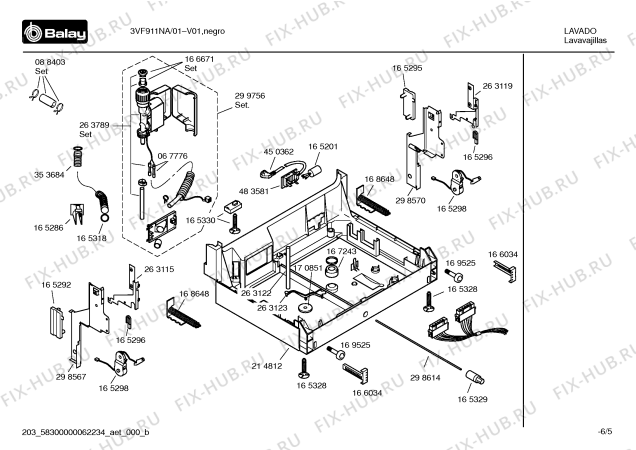 Взрыв-схема посудомоечной машины Balay 3VF911NA VF911 - Схема узла 05