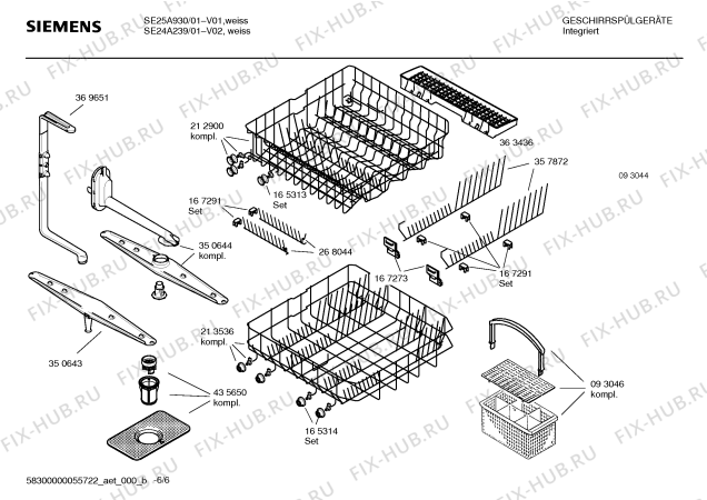 Взрыв-схема посудомоечной машины Siemens SE24A239 - Схема узла 06