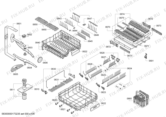 Взрыв-схема посудомоечной машины Siemens SN56M593AU Made in Germany - Схема узла 06