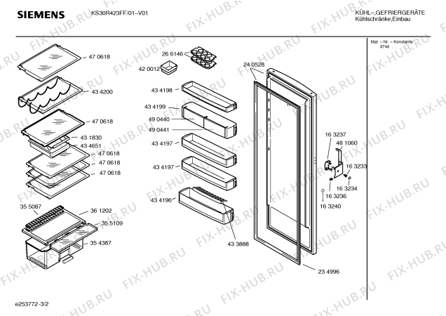 Взрыв-схема холодильника Siemens KS30R423FF - Схема узла 02