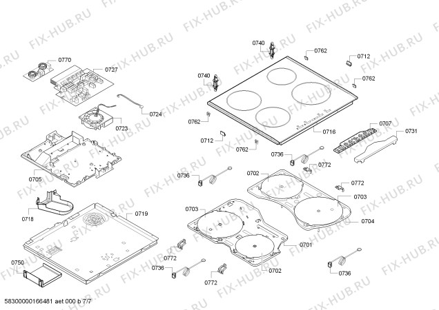 Взрыв-схема плиты (духовки) Bosch HCE728123U - Схема узла 07