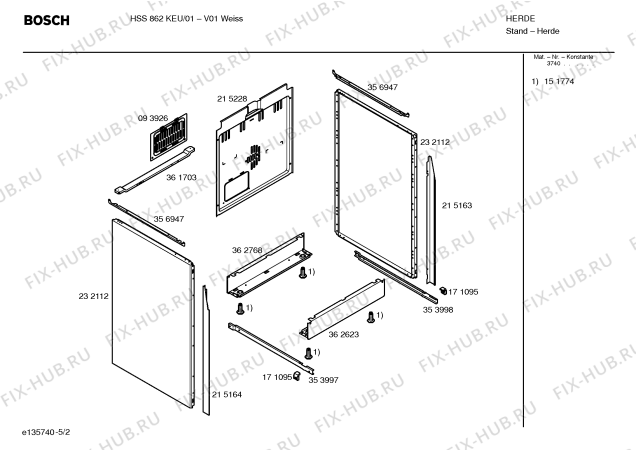 Схема №5 HSS862KEU с изображением Инструкция по эксплуатации для духового шкафа Bosch 00590763