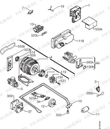 Взрыв-схема посудомоечной машины Privileg 013649 9 - Схема узла Electrical equipment 268