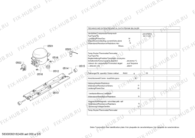 Схема №5 KDN46AW22 KDN с изображением Планка ручки для холодильника Bosch 00708913