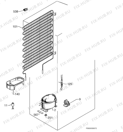 Взрыв-схема холодильника Kelvinator KCT300A - Схема узла Cooling system 017