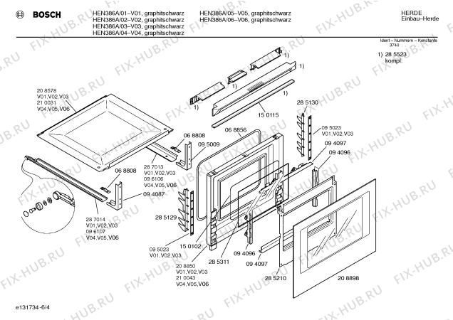 Схема №4 HEN386A с изображением Инструкция по эксплуатации для плиты (духовки) Bosch 00516679