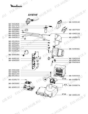 Взрыв-схема микроволновой печи Moulinex AY87HF(2) - Схема узла 7P002034.7P3