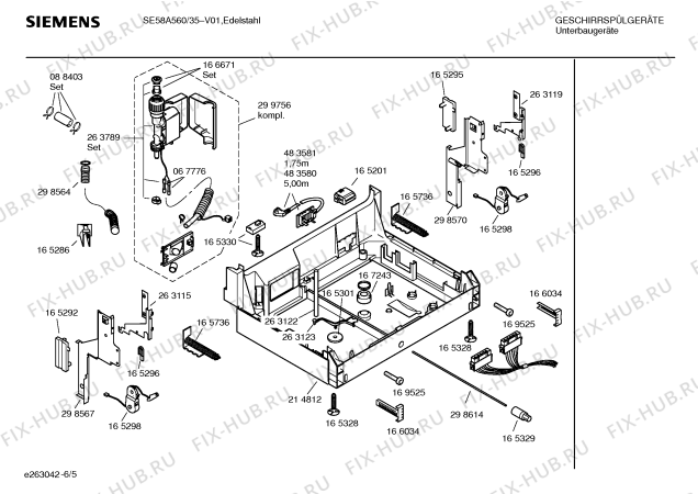 Взрыв-схема посудомоечной машины Siemens SE58A560 - Схема узла 05