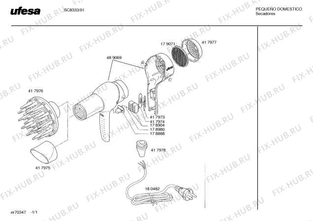 Схема №1 SC8336 Futura 1800 с изображением Фильтр для фена Bosch 00179071