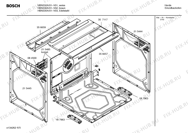 Взрыв-схема плиты (духовки) Bosch HBN330A - Схема узла 05