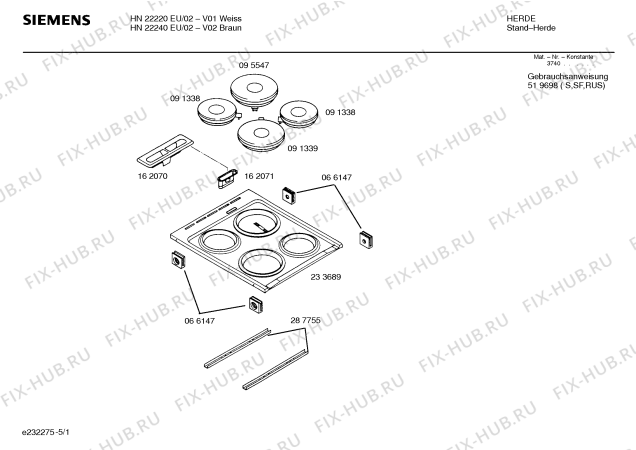 Схема №5 HN22240EU с изображением Панель для духового шкафа Siemens 00290289