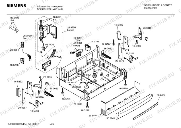 Схема №5 SE24291II PlusSense с изображением Краткая инструкция для посудомойки Siemens 00583764