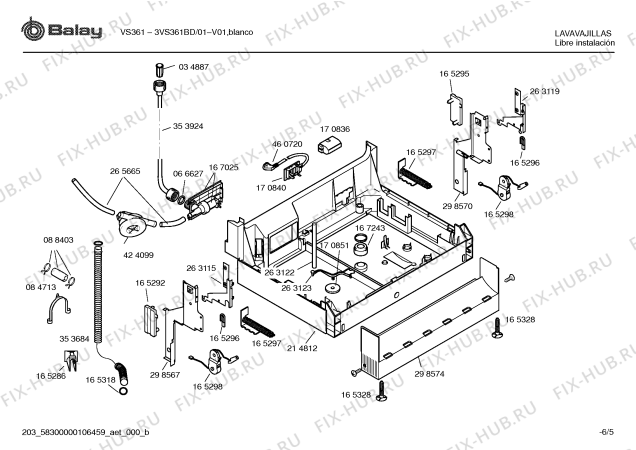 Взрыв-схема посудомоечной машины Balay 3VS361BD VS361 - Схема узла 05