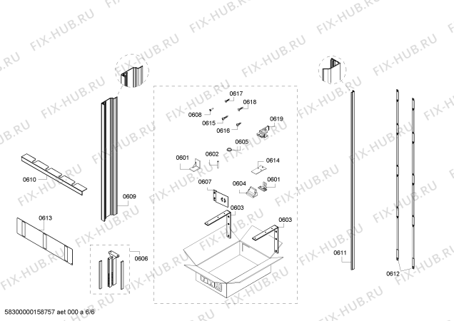 Схема №6 T30IR800SP с изображением Плата для холодильника Bosch 00687195