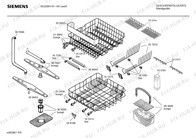 Схема №6 SE22901 family с изображением Инструкция по эксплуатации для посудомоечной машины Siemens 00580954